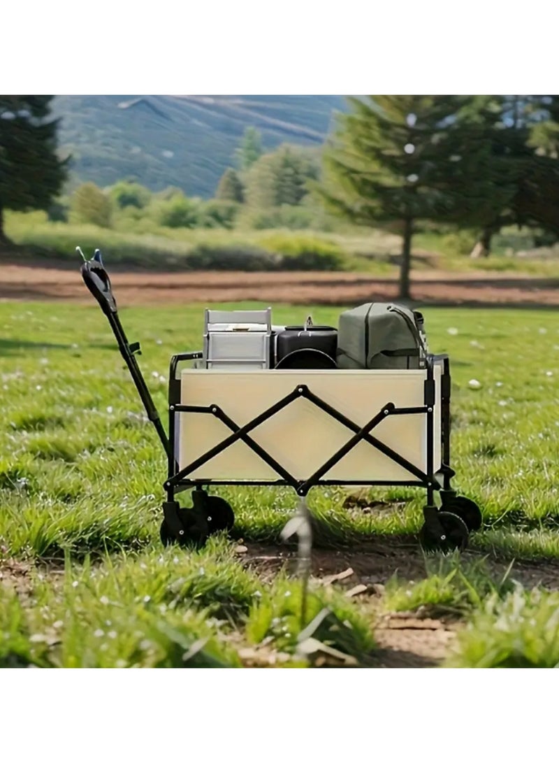 LINGWEI Folding Utility Wagon Cart Outdoor Trolley with Big Wheels and Adjustable Handle - Image 2