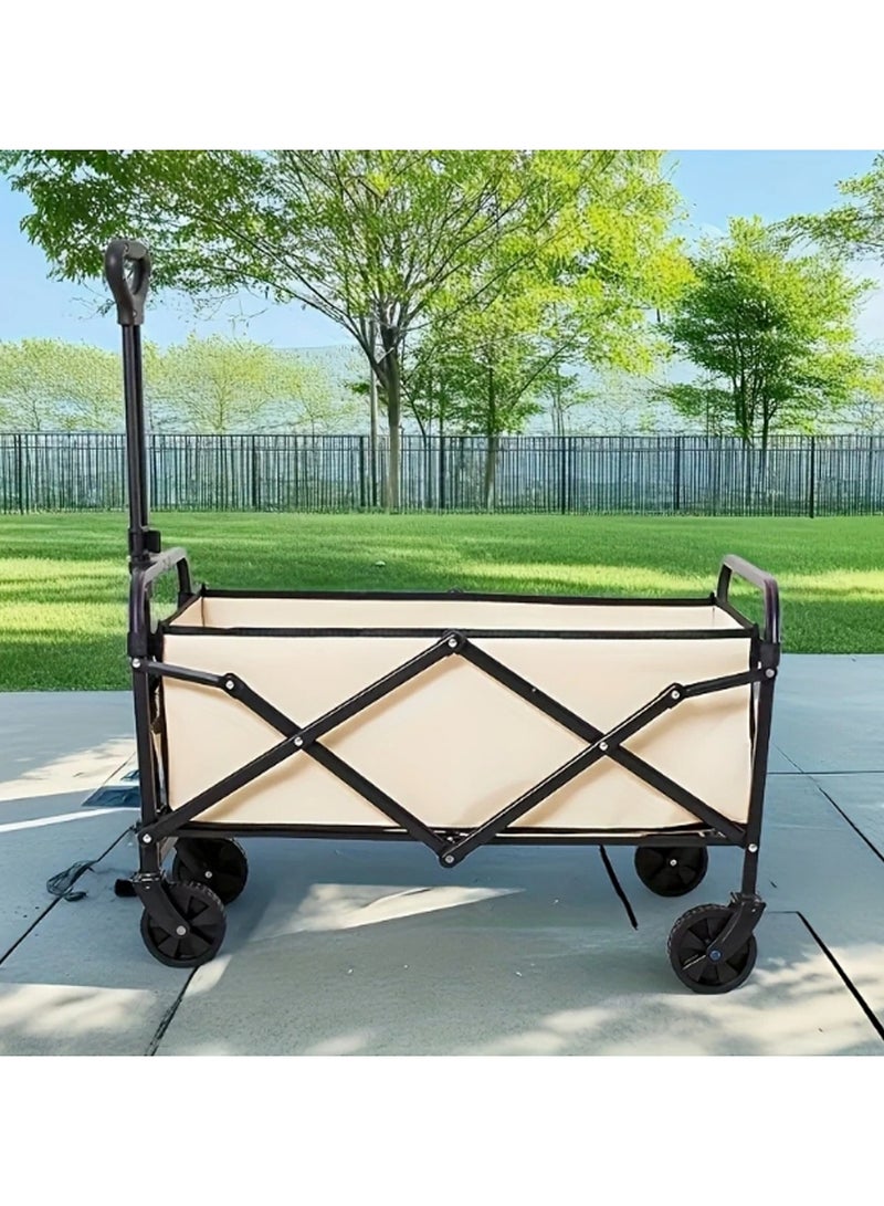LINGWEI Folding Utility Wagon Cart Outdoor Trolley with Big Wheels and Adjustable Handle - Image 3