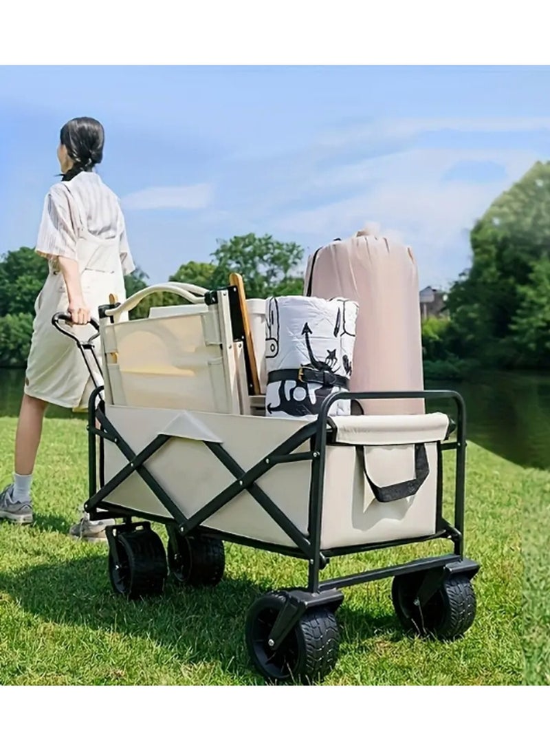 LINGWEI Folding Utility Wagon Cart Outdoor Trolley with Big Wheels and Adjustable Handle - Image 4