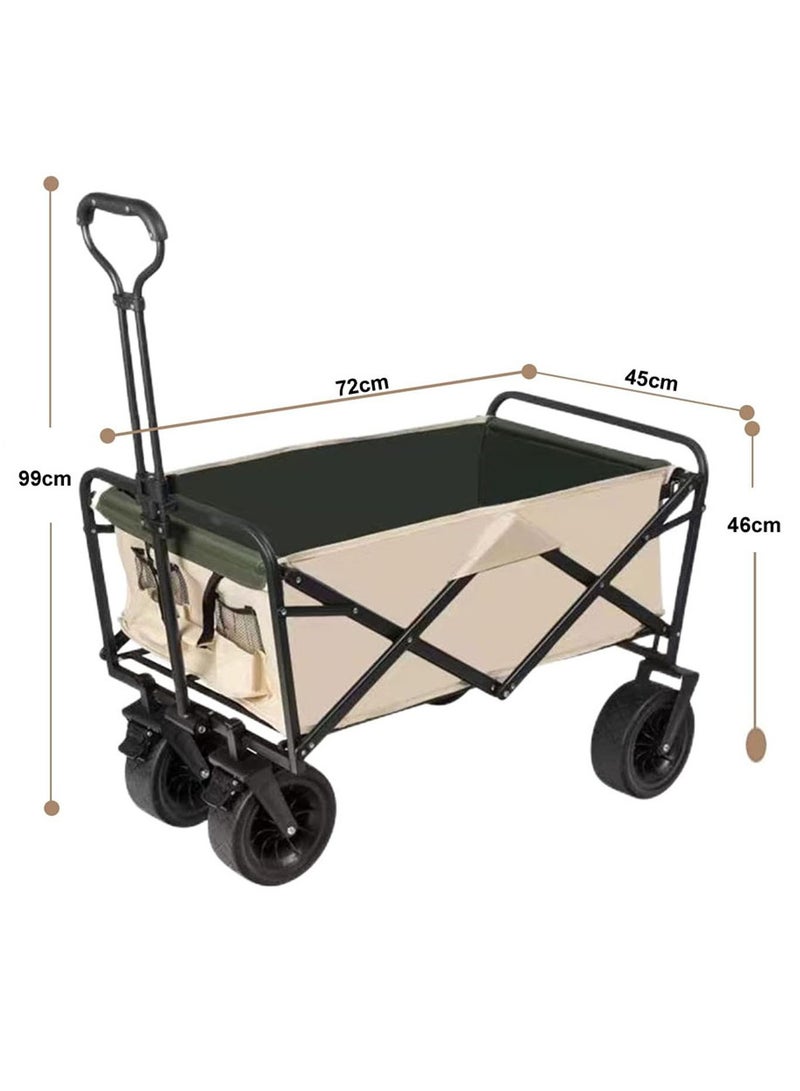 LINGWEI Folding Utility Wagon Cart Outdoor Trolley with Big Wheels and Adjustable Handle - Image 5