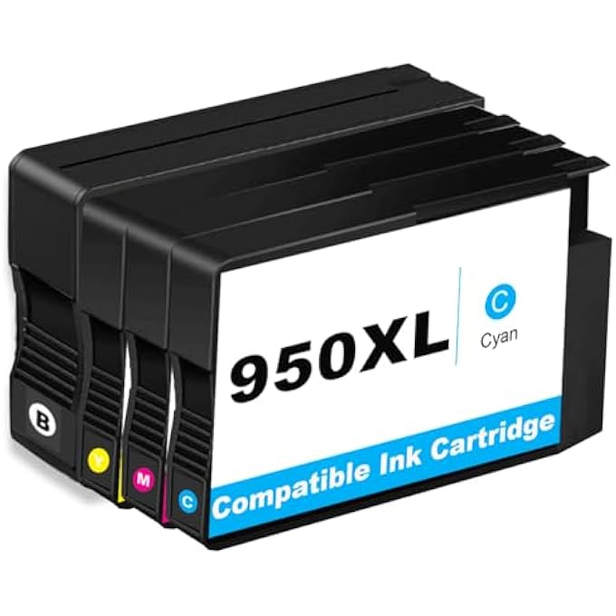 950XL 951XL COMBO REPLACEMENT FOR HP 950 951 XL INK CARTRIDGE HIGH YIELD FIT FOR OFFICEJET PRO 8600 8610 8615 8620 8625 8630 8640 8660 8100 8110 PRINTERS (4-PACK, BLACK, CYAN, MAGENTA, YELLOW)