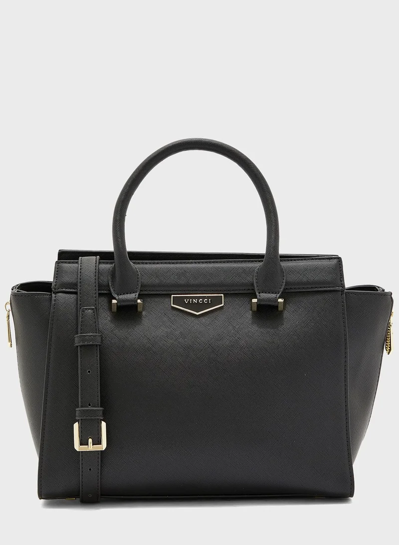 Vincci Round Handle Zip Closure Satchel