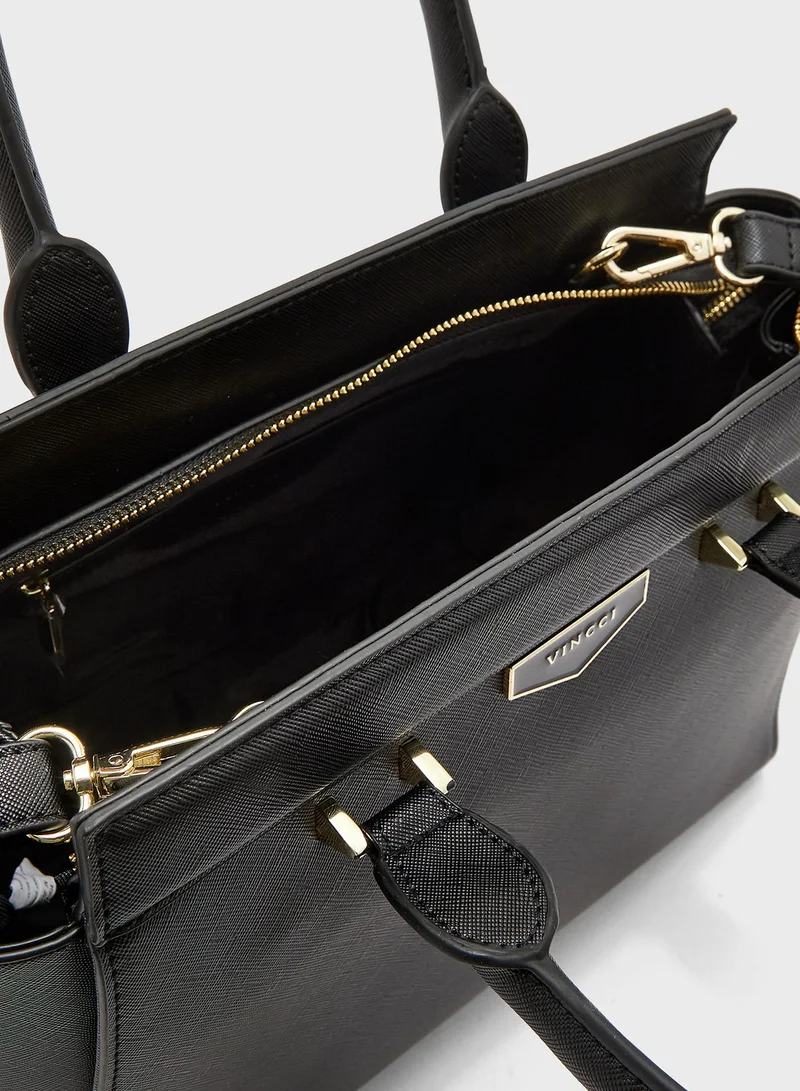 Vincci Round Handle Zip Closure Satchel