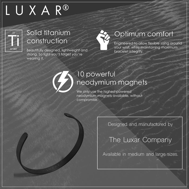 LUXAR Men's/Women's Magnetic Therapy Bracelet | Solid Titanium or Solid Copper | Sophisticated Solid Titanium Bangle with Rare-Earth Neodymium Magnets - Image 3