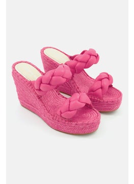 Kenneth Cole Women Medium Olivia Braid Espadrille  Slip On Wedge Sandal, Pink  - Image 1