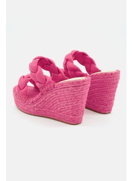 Kenneth Cole Women Medium Olivia Braid Espadrille  Slip On Wedge Sandal, Pink  - Image 2