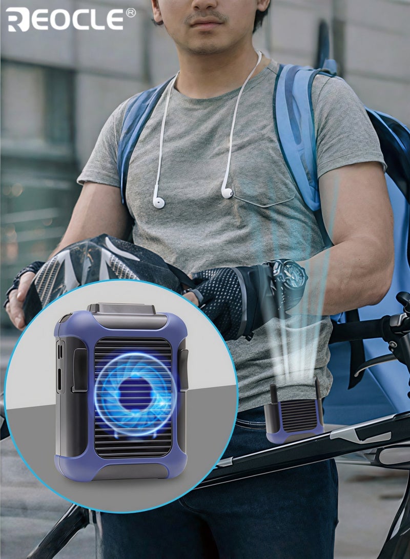 REOCLE Portable Waist Clip Fan 4000mAh Personal Rechargeable Neck Fan up to 16H with Strong Airflow & 3 Speed Hand Free Necklace Fan for Working Hiking Fishing - Image 1