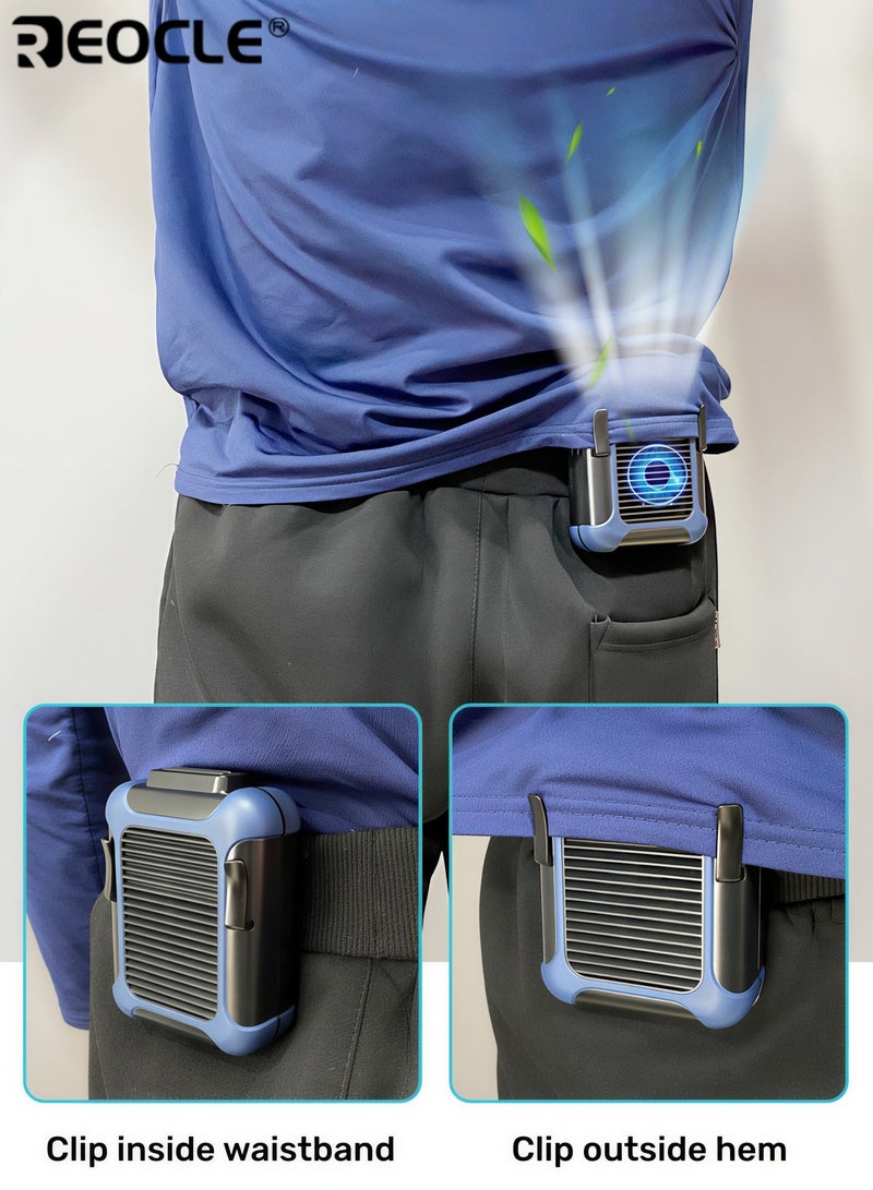 REOCLE Portable Waist Clip Fan 4000mAh Personal Rechargeable Neck Fan up to 16H with Strong Airflow & 3 Speed Hand Free Necklace Fan for Working Hiking Fishing - Image 2