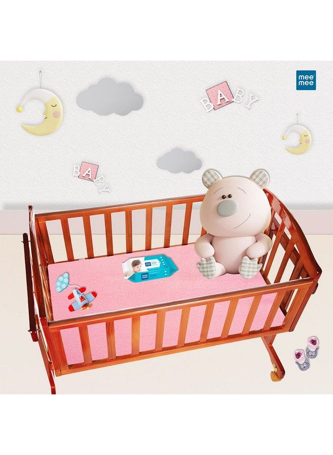 mee mee Reusable Water Proof Cotton Bed Protector Sheet;Extra Absorbent Mat;Dry Sheets;Urine Sheet;Dry Mat(Medium Pink)(70Cm X100Cm) - Image 4