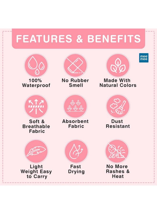mee mee Reusable Water Proof Cotton Bed Protector Sheet;Extra Absorbent Mat;Dry Sheets;Urine Sheet;Dry Mat(Medium Pink)(70Cm X100Cm) - Image 3