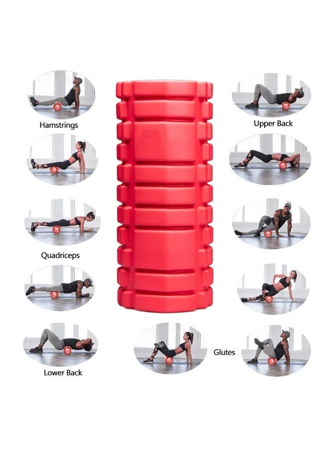 33cm Deep Tissue Muscle Massage Foam Roller for Fitness, Yoga, Pilates, Muscle Relaxation and Physiotherapy-Red - Image 2