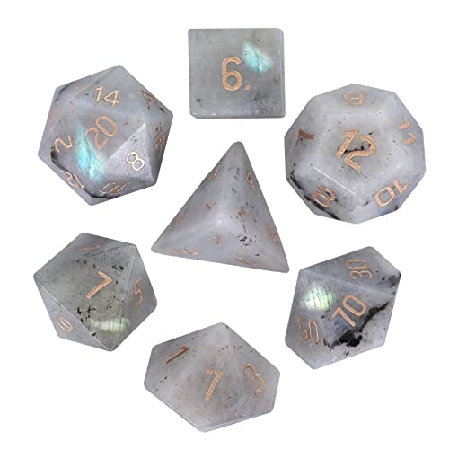 Loveliome 7 PCS Polyhedral DND Dice Stone Crystal Set for RPG Role Playing Games Dungeons and Dragons Table Games Moonstone - Image 5