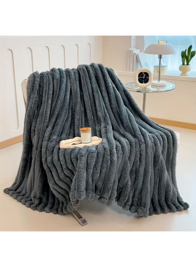 Pink Faux Rabbit Fur Blanket 79x91 Inches Soft Warm Cozy for Sofa Bed Office Travel - Image 5