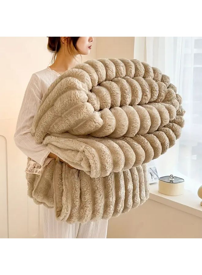 Pink Faux Rabbit Fur Blanket 79x91 Inches Soft Warm Cozy for Sofa Bed Office Travel - Image 2