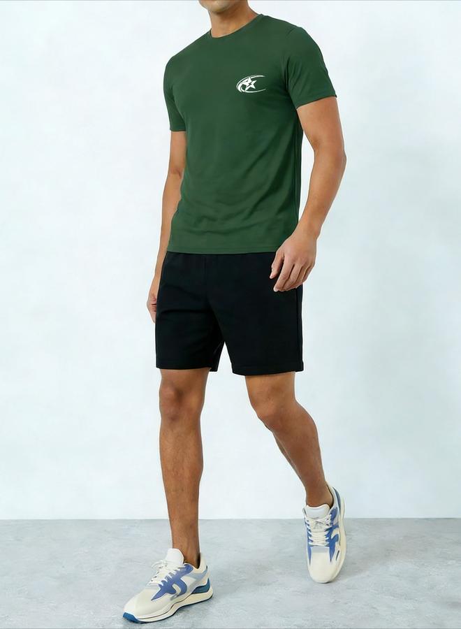 Take Two men's graphic print round neck short sleeve T-shirt with shorts set - Image 1