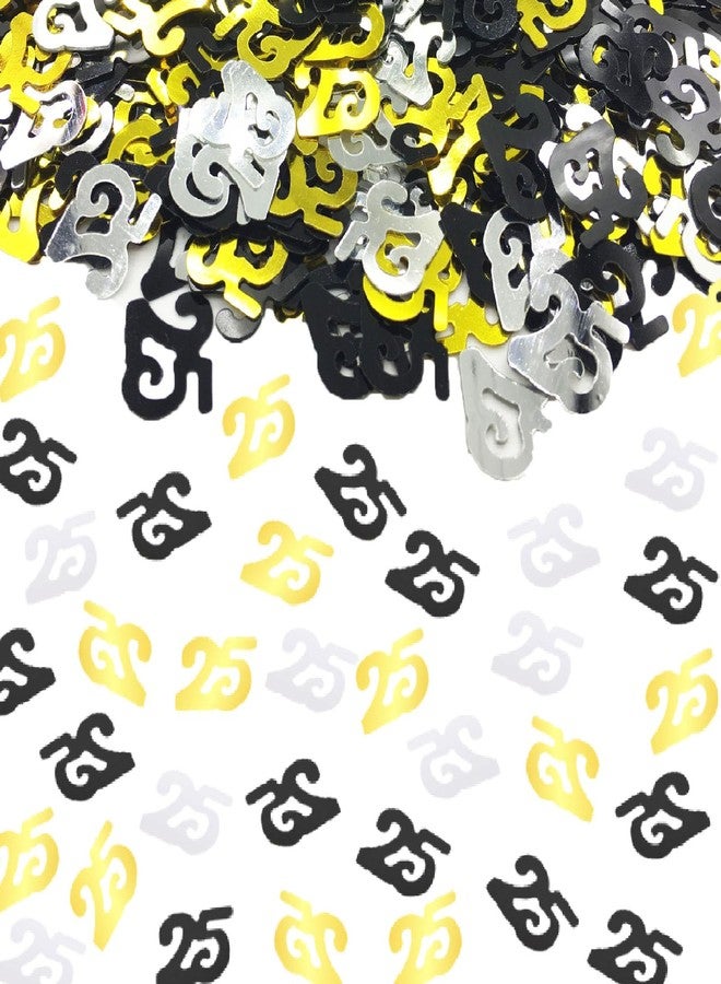 OJLDKTH Confetti 25 Confetti 25th Scatter Birthday Party Sequins Glitter Metallic Table Decoration for Anniversary Birthday Retirement event Supplies.(25 Golden Black Silver) - Image 1