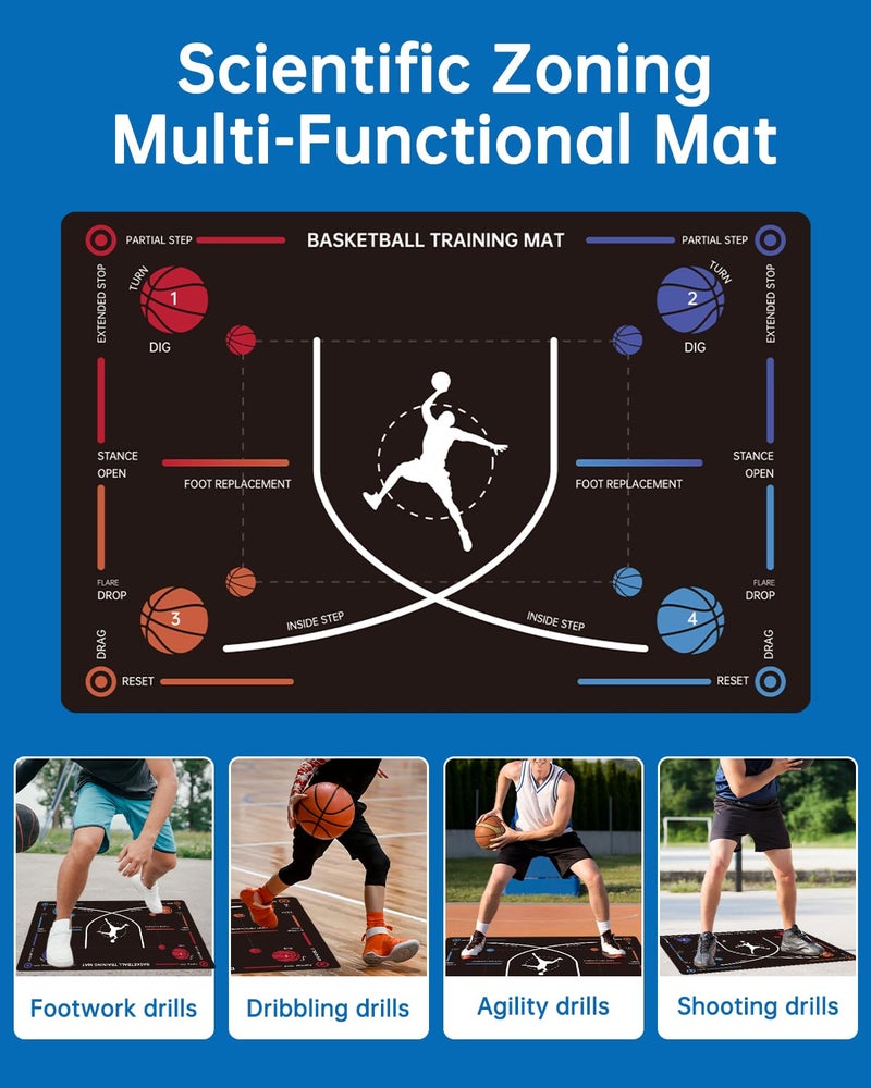 ZVD Portable Basketball Training Mat - Non-Slip Footwork Agility Mat for All basketball enthusiasts, Durable Basketball Footwork Training Equipment to Improve Speed, Strength, Coordination - Image 5