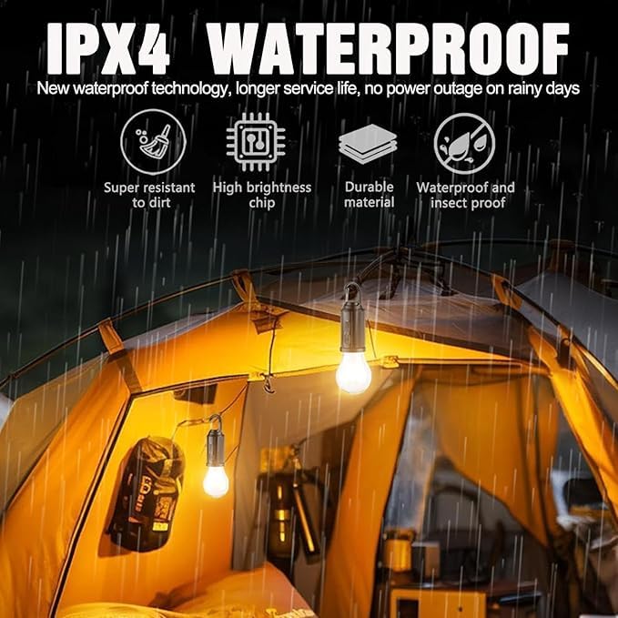 EYUVAA LABEL Solar & USB Rechargeable Camping Light Waterproof LED Tent Light With Hanging Hook, Fast Type-C Charging, Portable Solar Outdoor Light For Camping, Hiking (Pack of 2),Black&Blue - Image 5