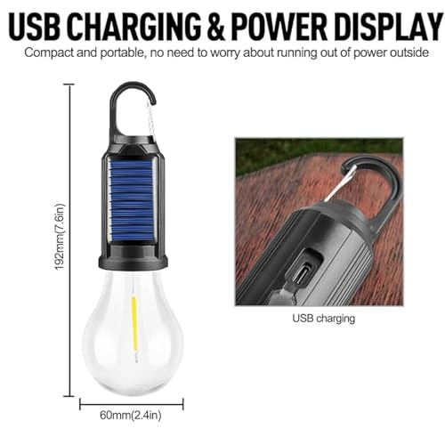 EYUVAA LABEL Solar & USB Rechargeable Camping Light Waterproof LED Tent Light With Hanging Hook, Fast Type-C Charging, Portable Solar Outdoor Light For Camping, Hiking (Pack of 2),Black&Blue - Image 2