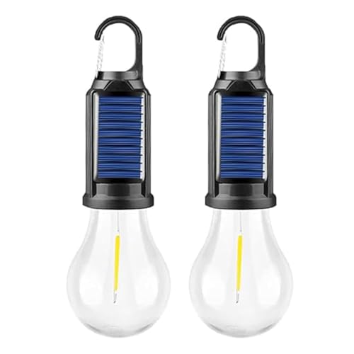 EYUVAA LABEL Solar & USB Rechargeable Camping Light Waterproof LED Tent Light With Hanging Hook, Fast Type-C Charging, Portable Solar Outdoor Light For Camping, Hiking (Pack of 2),Black&Blue - Image 1
