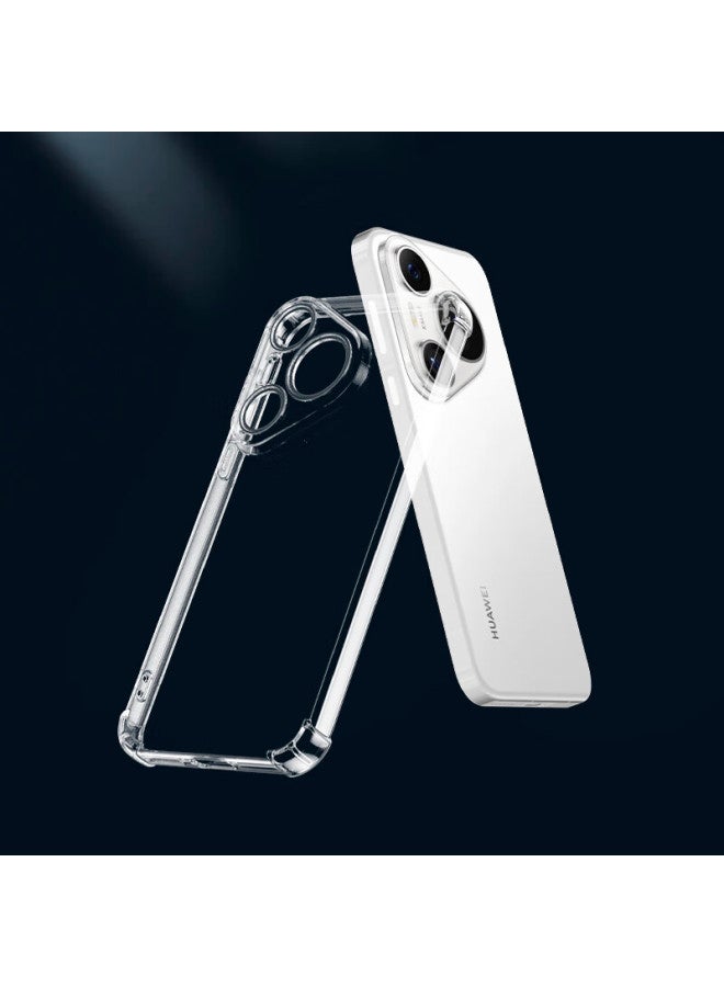 Holdzu غطاء هاتف مضاد للسقوط بمثبط صدمات هوائي لهاتف Huawei Pura70، غطاء واقي لـ Huawei P70، تغطية كاملة للعدسة السيليكونية، صقيل رقيق超 للرجال والنساء جديد - شفاف - Image 3