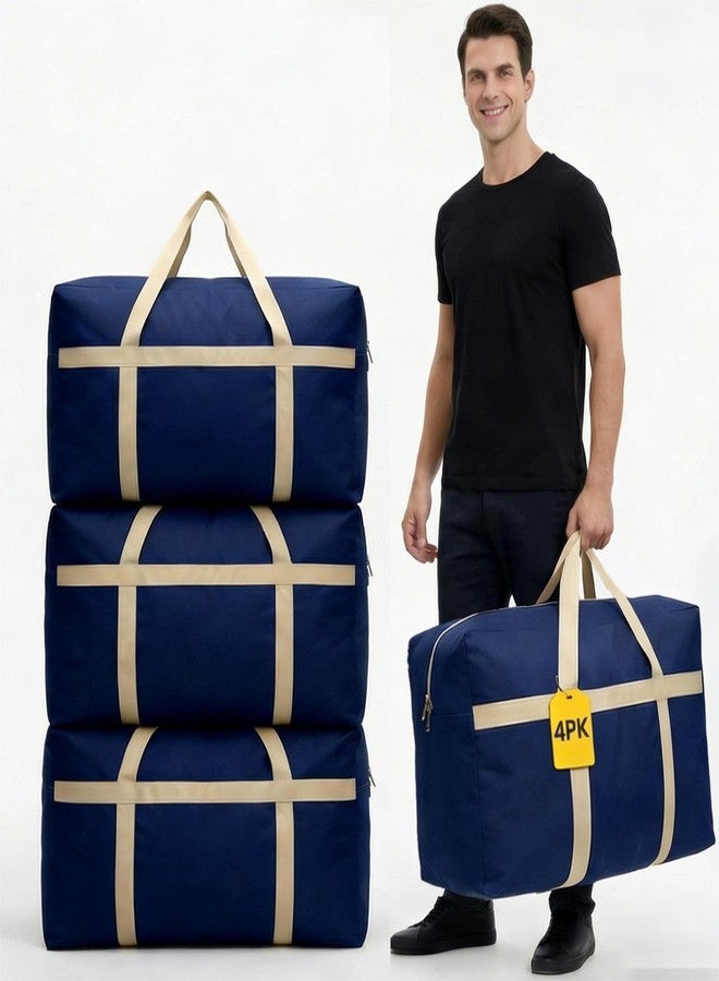 HEZEFAFA Extra Large Moving Bags, 4 Pack Blue Non Woven Totes For Storage and Moving, Wrap All Around Handles, Zippers, Storage Bags With Handles for Space Saving - Image 1