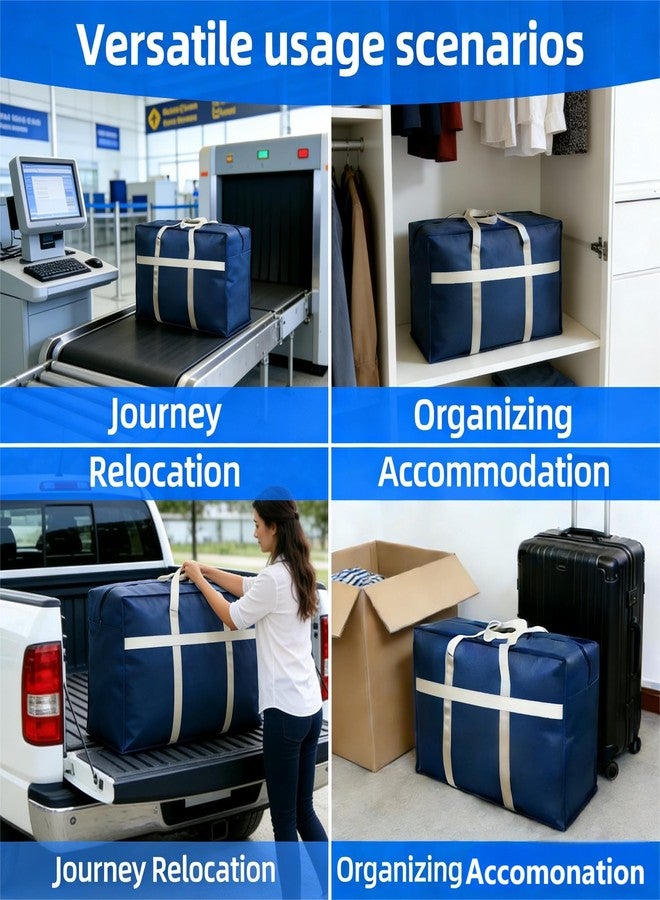 HEZEFAFA Extra Large Moving Bags, 4 Pack Blue Non Woven Totes For Storage and Moving, Wrap All Around Handles, Zippers, Storage Bags With Handles for Space Saving - Image 4