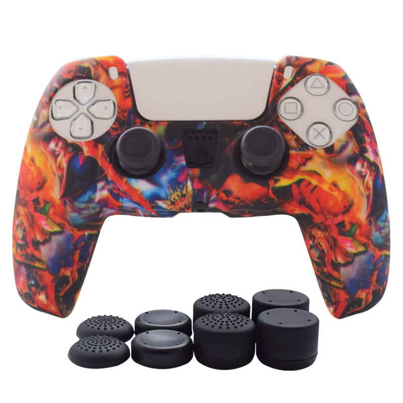 PS5 Controller Skin-Hikfly Silicone Cover for PS5 DualSense Controller Grips,Non-Slip Cover for PlayStation 5 Controller- 1 x Skin with 8 x Thumb Grip Caps(WhiteKing)