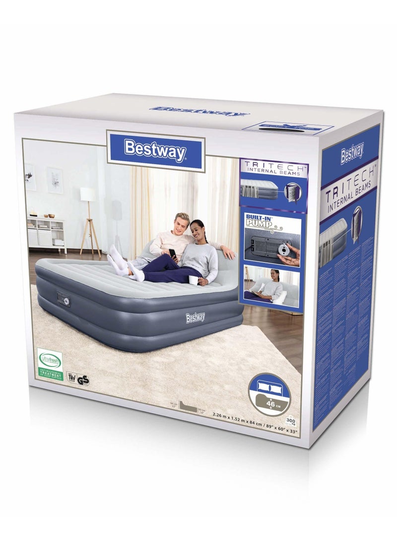 Bestway مرتبة هوائية كوين من بست واي بتقنية تريتيك مع مسند رأس بتصميم سليك فلو ومضخة هواء مدمجة 226x152x84 سم | مرتبة هوائية | مرتبة قابلة للنفخ | سرير هوائي للتخييم الداخلي والخارجي - Image 2