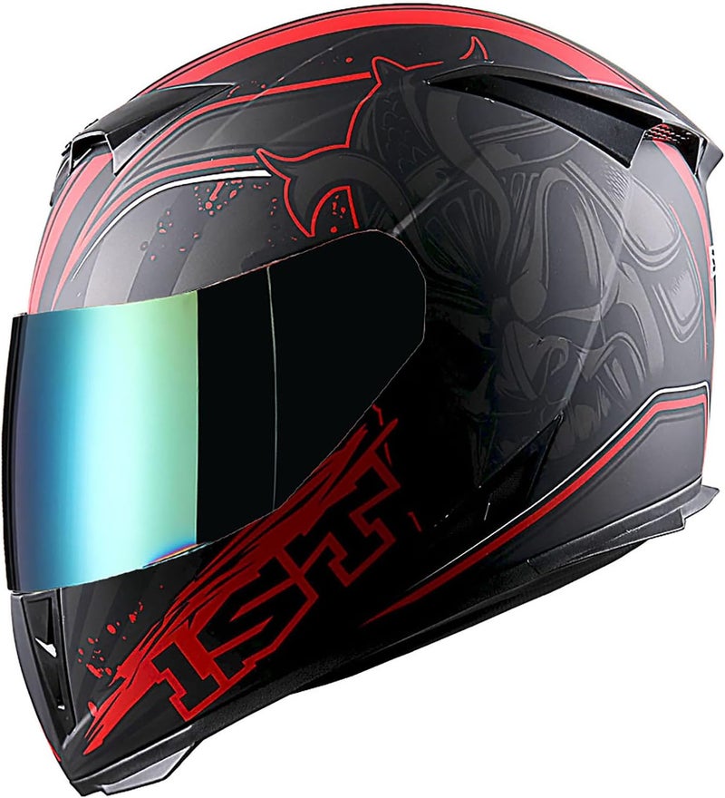 1Storm Motorcycle Full Face Helmet Skull King Matte Black with Extra Clear Shield - Image 3