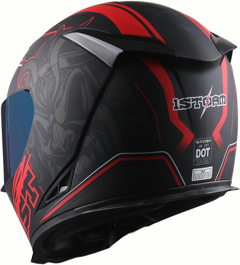 1Storm Motorcycle Full Face Helmet Skull King Matte Black with Extra Clear Shield - Image 5