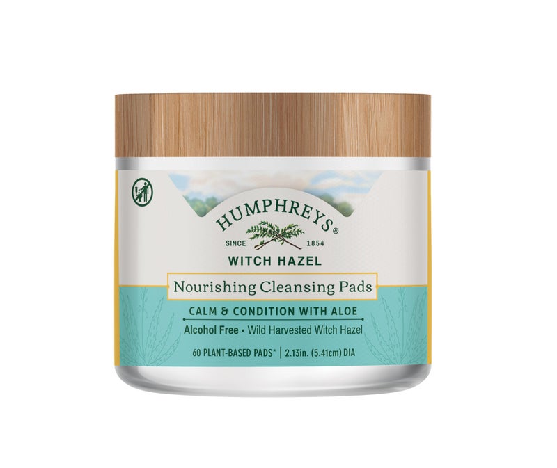 Humphreys Witch Hazel Nourishing Cleansing Pads | Wild Harvested Witch Hazel & Aloe | Hydrating, Natural Alcohol-Free Formula | 60 Rounds - Image 1