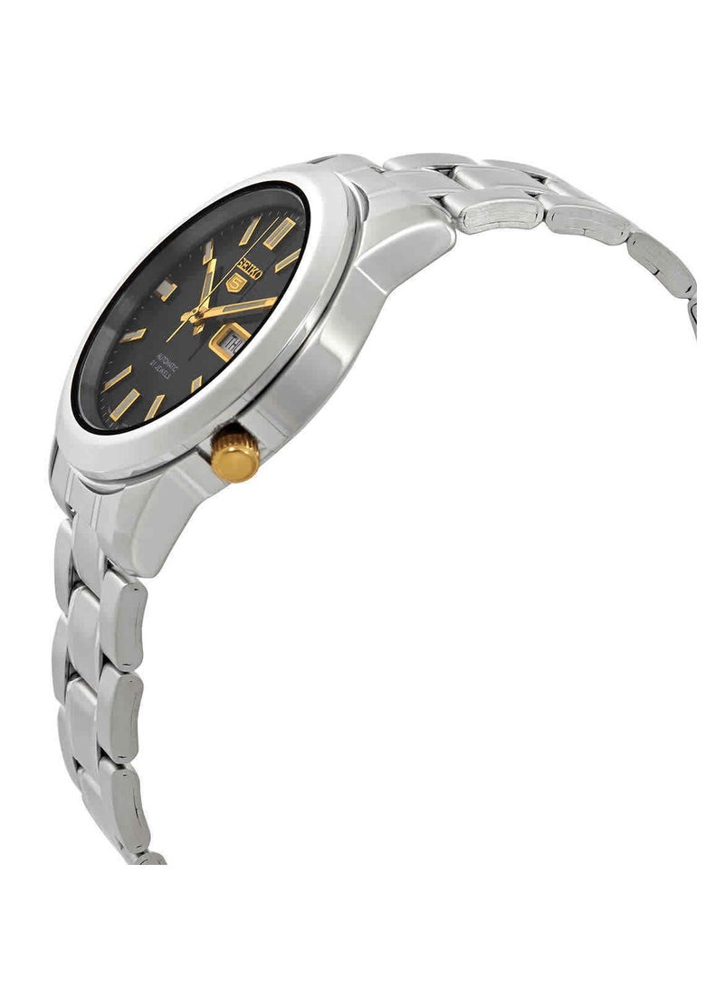 Seiko ساعة يد أوتوماتيكية للرجال بقرص أسود من الفولاذ المقاوم للصدأ SNKK17K1 - Image 3
