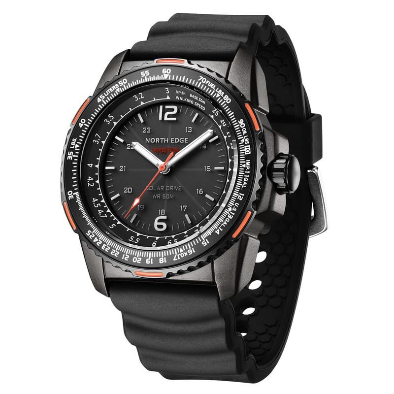 NORTH EDGE Men's Military Solar Drive Pilot Analog Quartz Black Dial Wristwatch: Photon (Black, Nylon) - Image 2