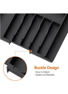 Arabest Silverware Drawer Organizer, Expandable Utensil Tray for Kitchen, Flatware and Cutlery Holder, Adjustable Plastic Storage for Spoons Forks Knives, Large, Black  - Image 4