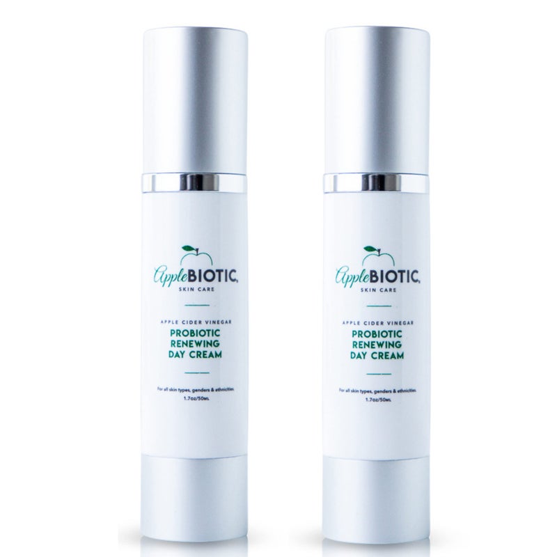 AppleBiotic Apple Cider Vinegar Face Cream 2 PK Hydrating Redness Relief Face Moisturizer Lotion For Dry Oily Sensitive Skin Natural Green Tea Chamomile Raw ACV AntiAging Skincare