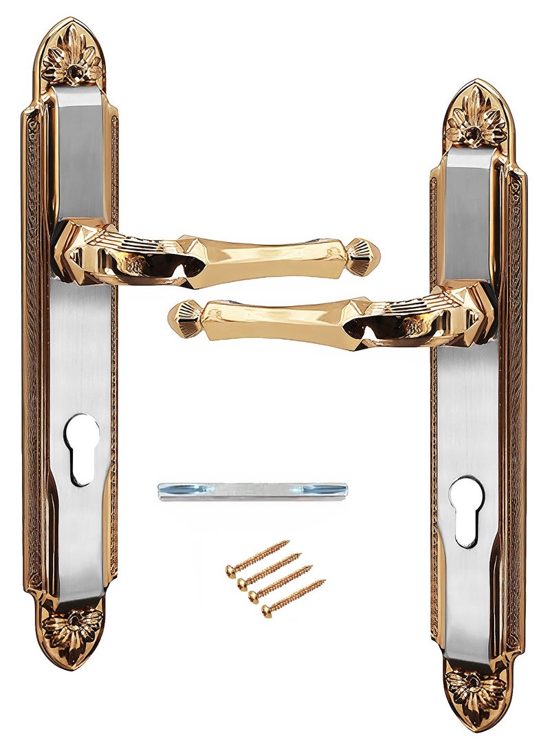 Generic - Pair Of Heavy Duty Door Handles Luxurious Classic Shape Turkish Industry Silver/Golden Colour - Image 1