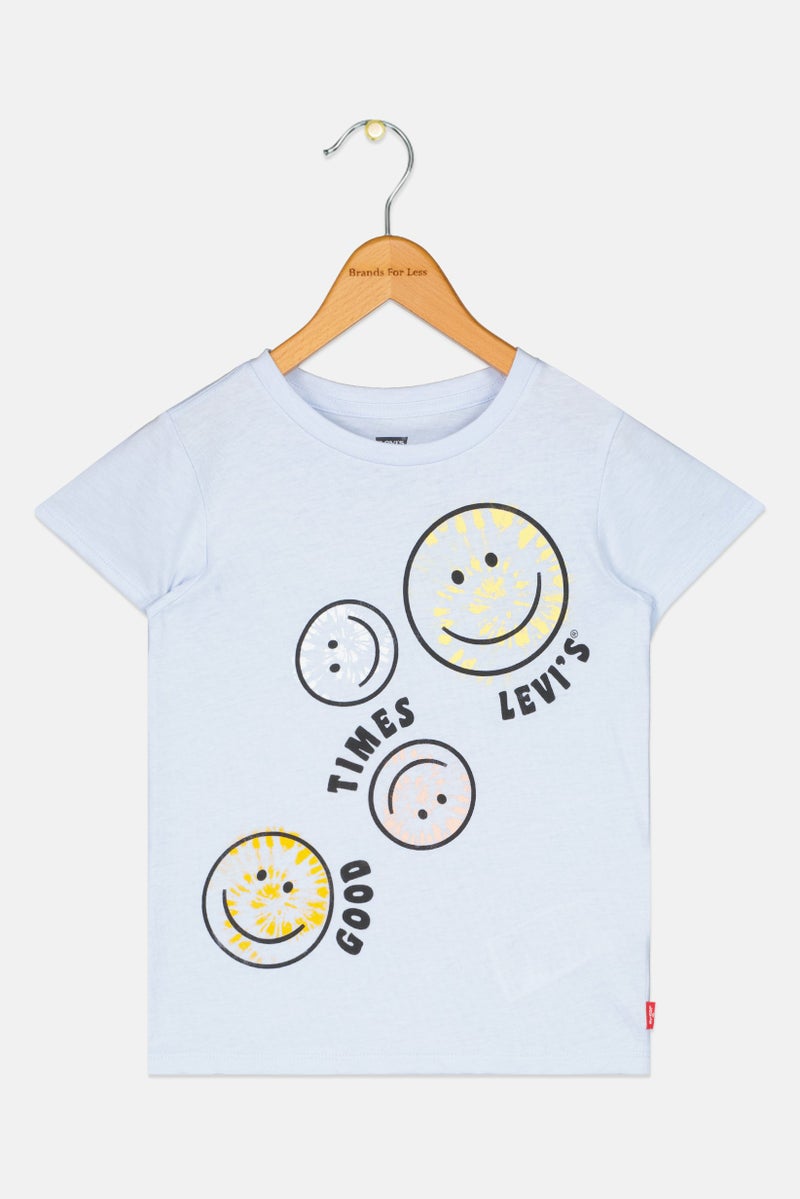 Levi's Kids Girl Graphic Print Short Sleeve T-Shirt, Light Blue - Image 3