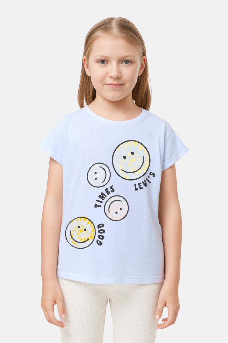 Levi's Kids Girl Graphic Print Short Sleeve T-Shirt, Light Blue - Image 1