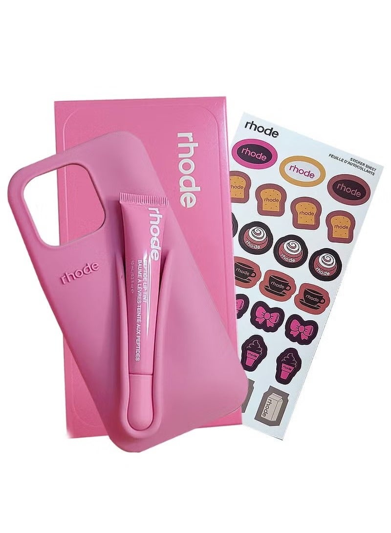 rhode iPhone 16 Pro Max Silicone Lip Holder for Cell Phone,Lip Gloss Adhesive Sleeve for Phone,Lip Holder Stick-on Phone Case,Back Stick On Holder for iPhone Phones（Ribbon） - Image 1