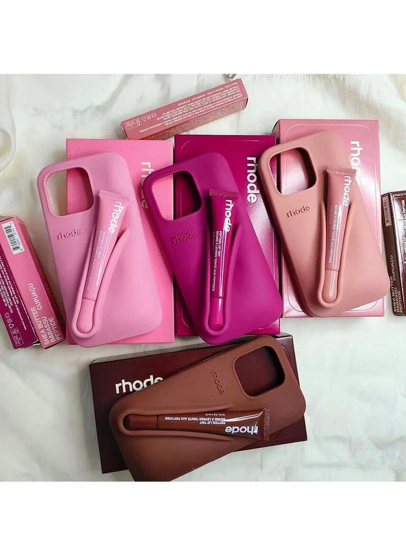 rhode iPhone 16 Pro Max Silicone Lip Holder for Cell Phone,Lip Gloss Adhesive Sleeve for Phone,Lip Holder Stick-on Phone Case,Back Stick On Holder for iPhone Phones（Ribbon） - Image 4