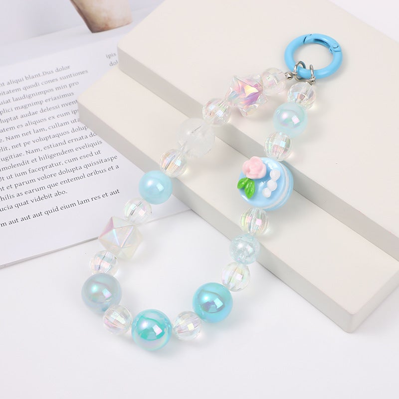 Cake Beaded Luminous Magic Color Keychain Mobile Phone Rope Mobile Phone Pendant Colorful Cute Hanging Chain - Image 4