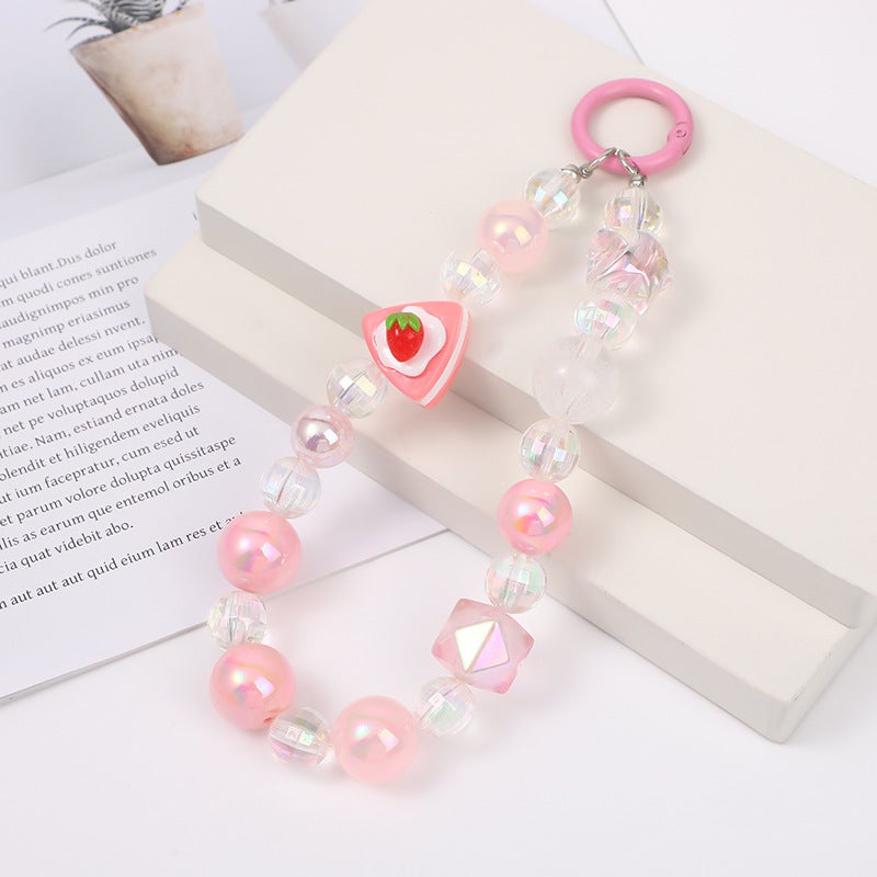 Cake Beaded Luminous Magic Color Keychain Mobile Phone Rope Mobile Phone Pendant Colorful Cute Hanging Chain - Image 2