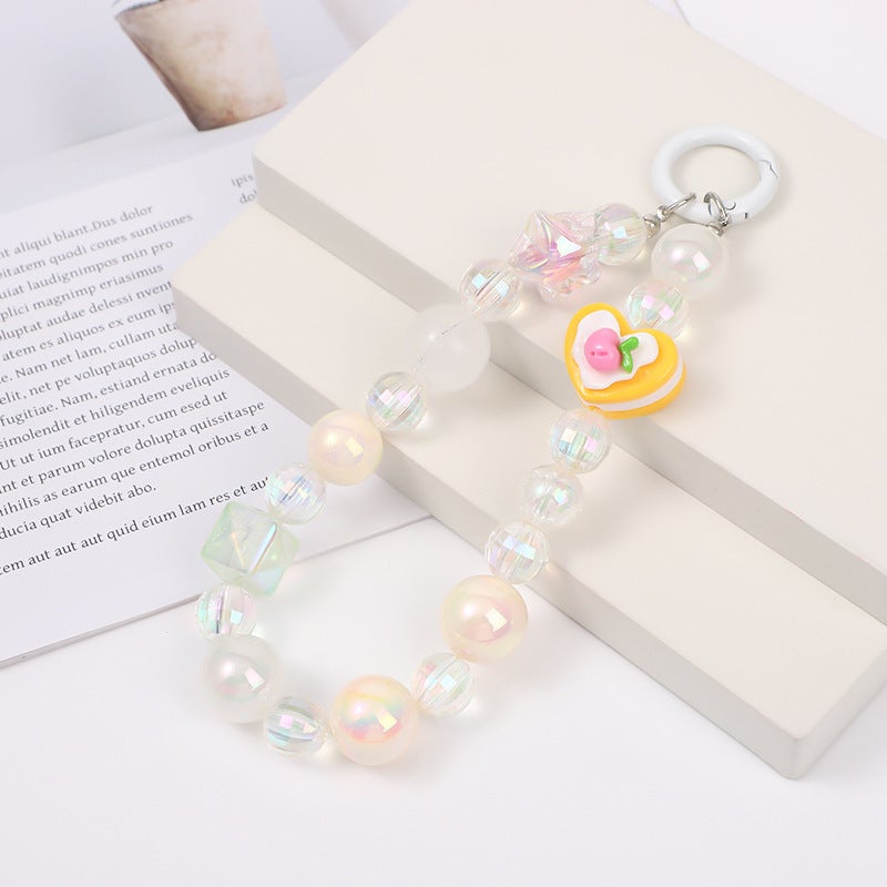 Cake Beaded Luminous Magic Color Keychain Mobile Phone Rope Mobile Phone Pendant Colorful Cute Hanging Chain - Image 1