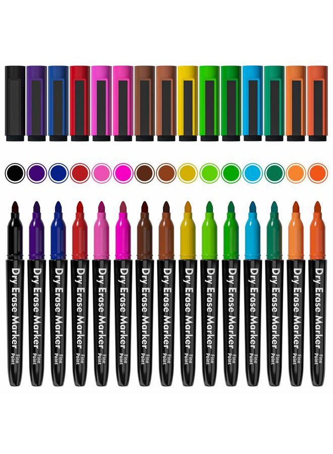 Lelix 15 Colors Dry Erase Markers, Magnetic Whiteboard Markers Fine Point with Eraser for Back to School, Office, Home Perfect for Writing on White Board, Dry Erase Board, Mirror, Glass - Image 3