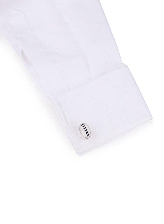 Peluche Natural Mother of Pearl (Semi-precious) Stone & Black Onyx Stone Cufflinks for Men - Image 3