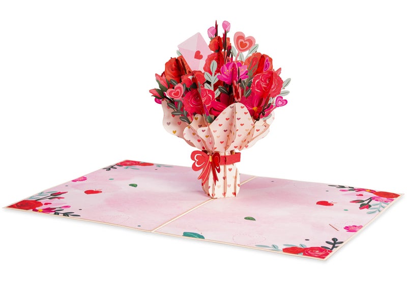 Paper Love 3D Love Bouquet Pop Up Valentine's Day Card, For Valentines Day, Birthday, Anniversary, Wedding, All Occasions - 5" x 7" Cover - Includes Envelope and Note Tag - Image 3