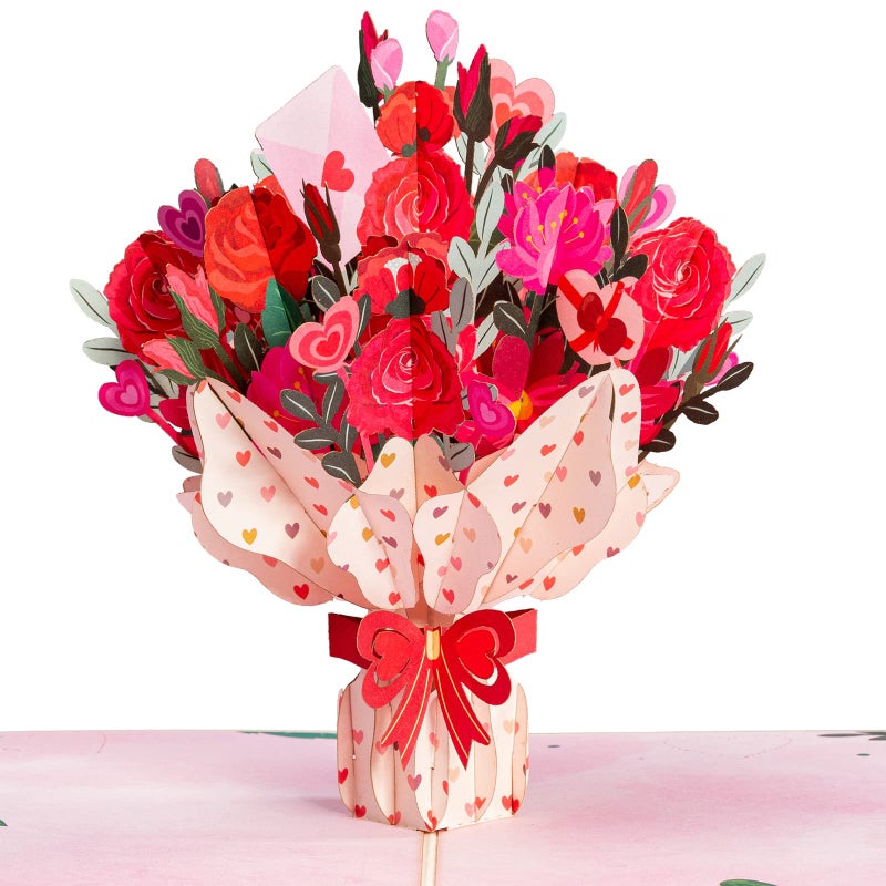 Paper Love 3D Love Bouquet Pop Up Valentine's Day Card, For Valentines Day, Birthday, Anniversary, Wedding, All Occasions - 5" x 7" Cover - Includes Envelope and Note Tag - Image 5