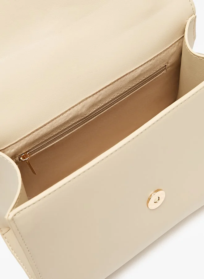 Flora Bella By Shoexpress Solid Satchel Bag with Adjustable Handle and Lock Accent