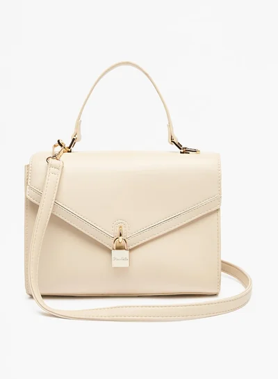 Flora Bella By Shoexpress Solid Satchel Bag with Adjustable Handle and Lock Accent